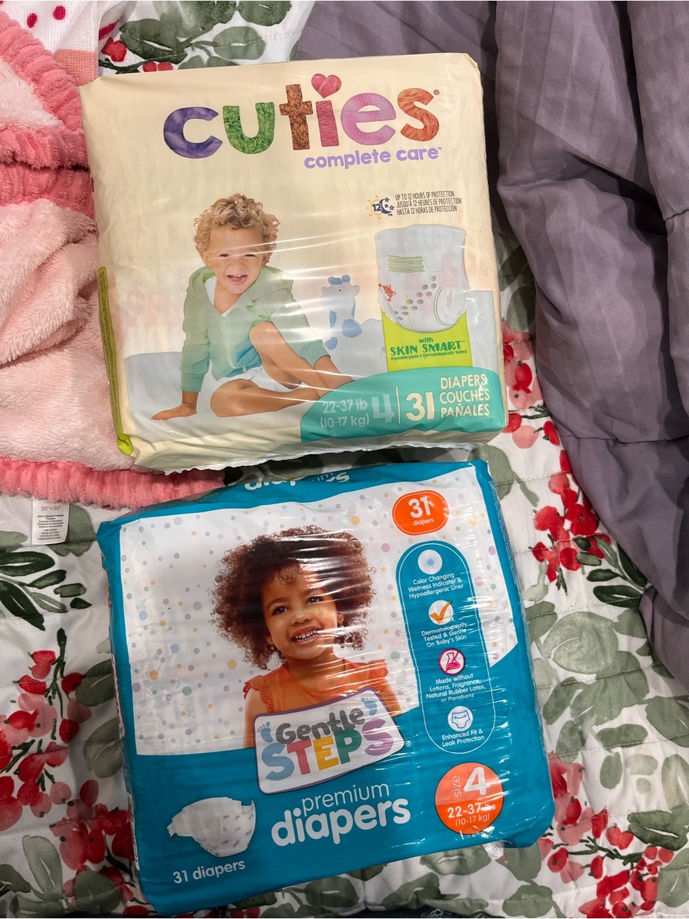 Cuties + Gentle Steps Diaper Bundle - Cream & Teal (size 3 & 4)